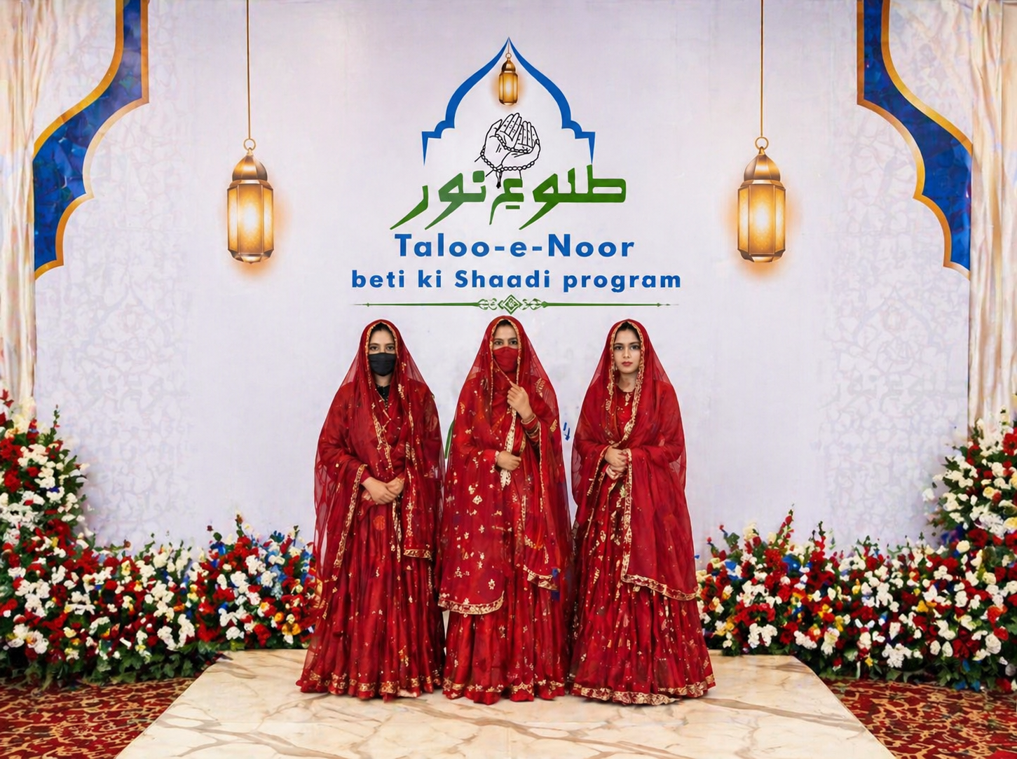 Couples participating in free mass weddings organized by Taloo-e-Noor Welfare Foundation Pakistan